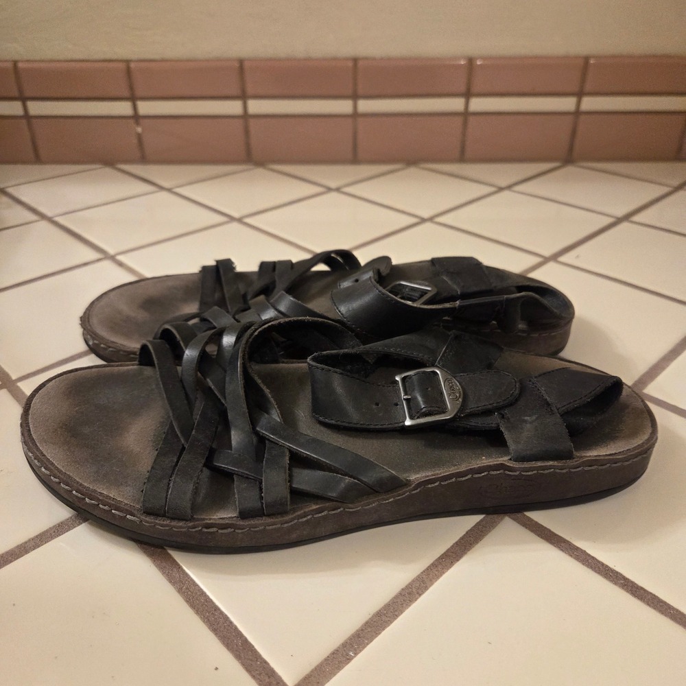 Chaco Maya Black Leather Strappy Gladiator Sandals Womens Size‎ 9 J105144